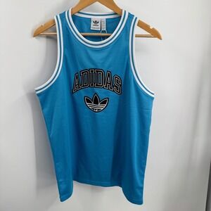 NEW Adidas Originals Boy's Jersey‎ Sky Blue Logo Trefoil Tank Basketball Size XL